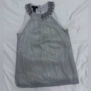 Alfani Silver Embellished Blouse sz XS Like New, never worn